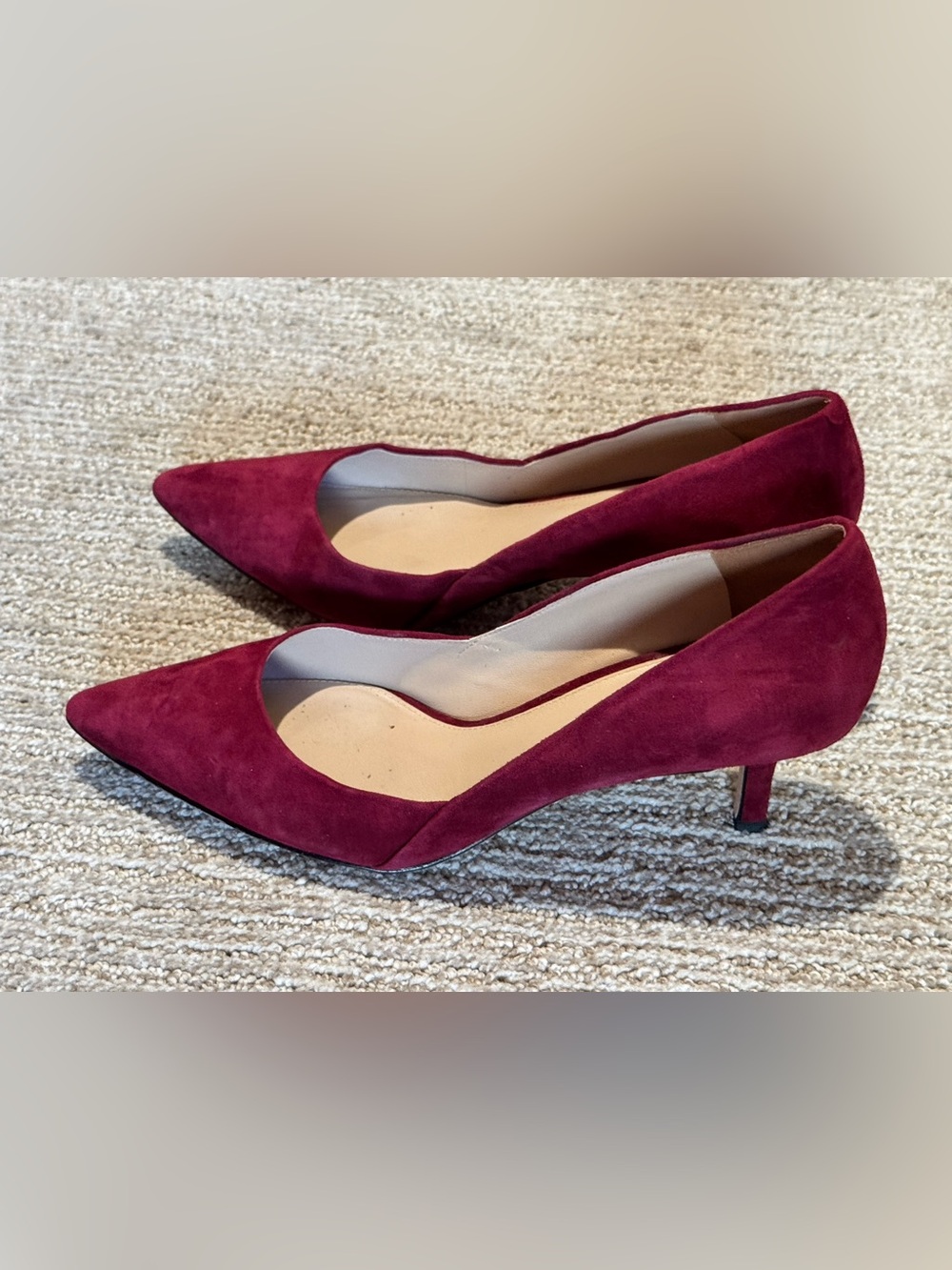 Via Spiga Burgundy Red Suede Kitten Heel Pumps 8.5